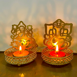 Laxmi-Ganesh T-Light Candle Holder with Candle