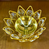 Lotus Shape Crystal Akhand Diya Brass