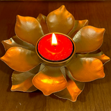 Flower Design Metal T-light Candle Holder with Candle